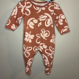 Carter's Floral Footie in Brown and White